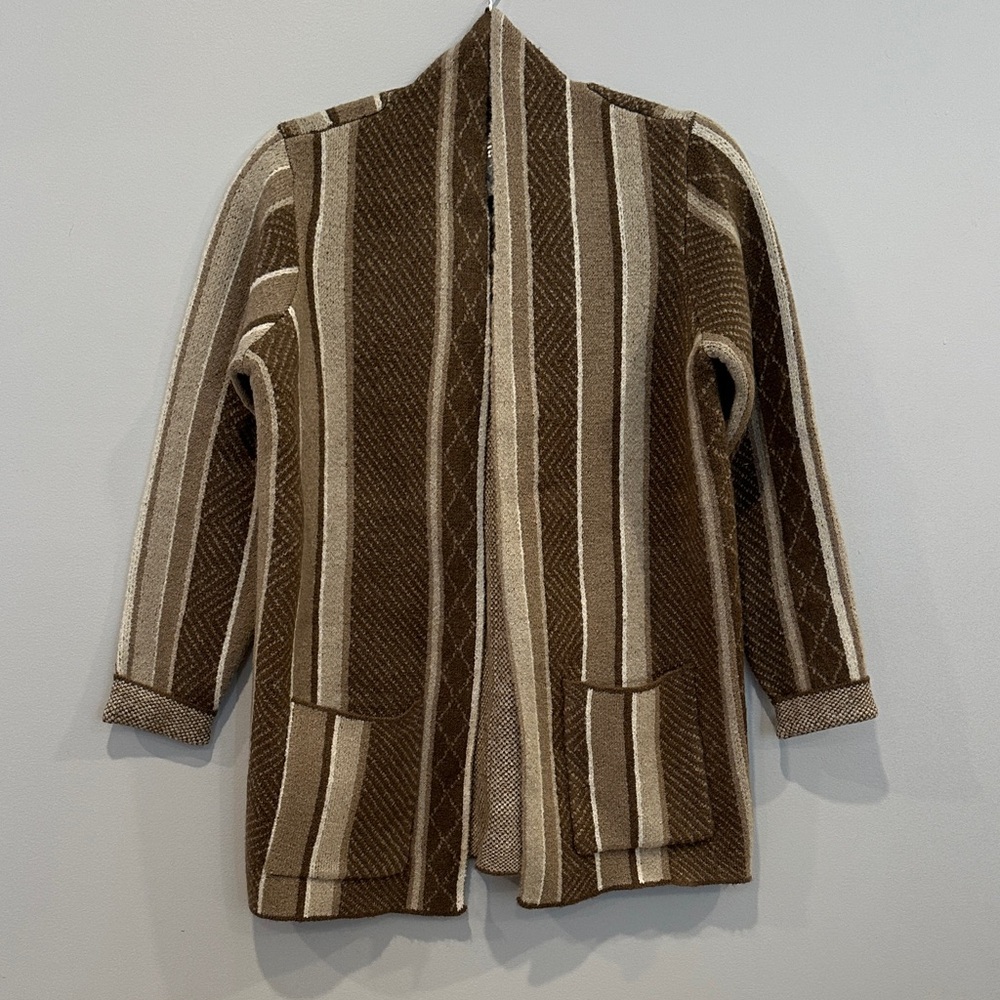 Brown and Cream Striped Cardigan